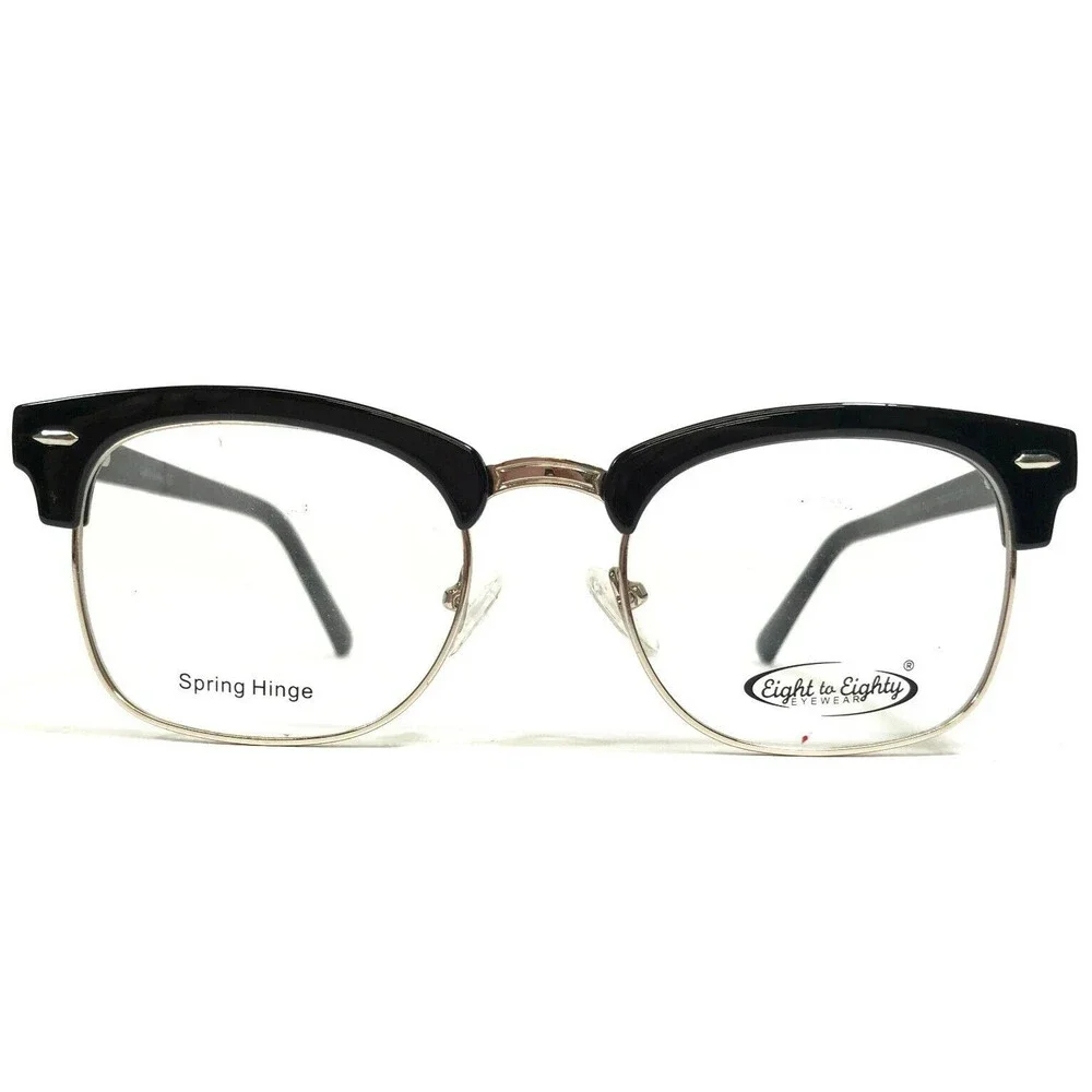 Eight to Eighty Eyeglasses Frames BUSTER BLACK/GOLD Square Full Rim 51-21-145